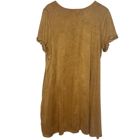 Paper Planes Faux Suede Relaxed Boxy Short Sleeve Shift Dress 2X Boho Lagen Gorp - Picture 4 of 7